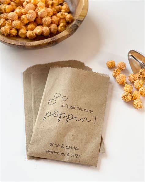 Wedding And Party Popcorn Bags Personalized Favor Bags Etsy Popcorn Party Popcorn Favors