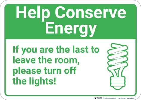Help Conserve Energy Please Turn Off Lights With Icon Landscape Wall