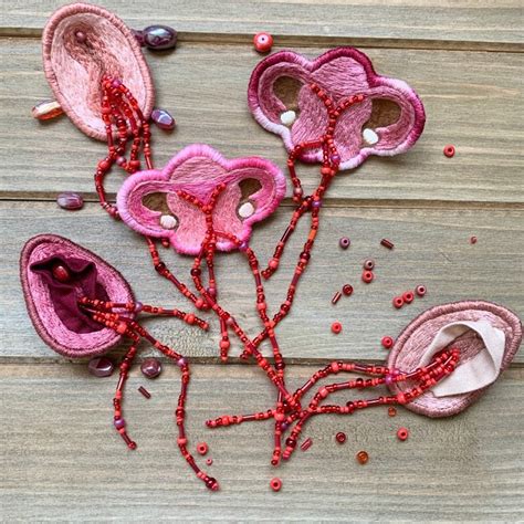 Embroidered Vulva Pin Sex Positive Art Menstruating Vagina Etsy
