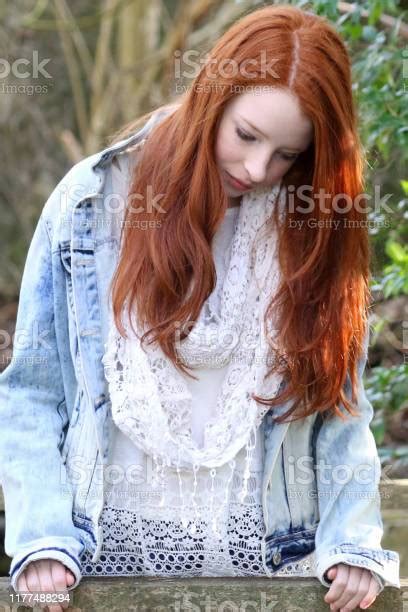 Image Of Red Haired Teenage Girl 14 15 With Pale Skin Freckles Flushed