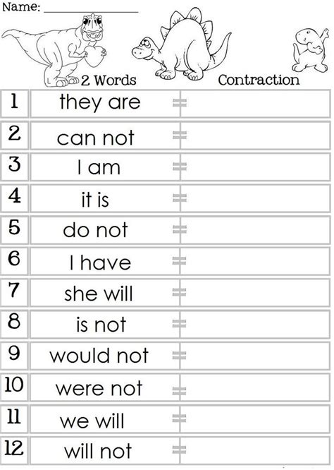 Free Worksheets For Teaching Contractions 1st Grade Homeschooling