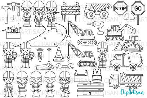 Construction Clip Art Digital Stamps Graphic By Clipartisan · Creative