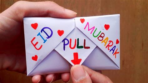 Eid Mubarak Greeting Card Diy Surprise Message Card For Eid Pull