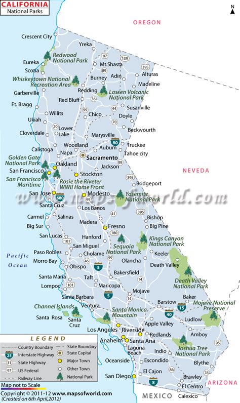 California National Parks Map List Of National Parks In