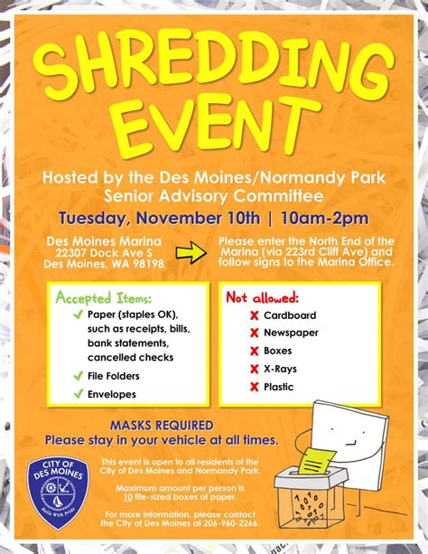 Paper Shredding Event Will Be Tuesday Nov 10 At Des Moines Marina