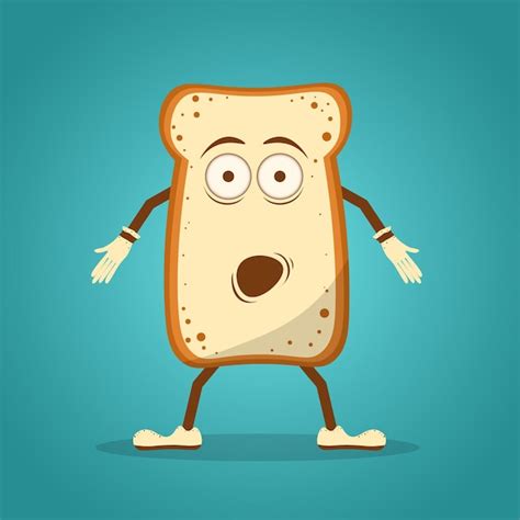 Premium Vector Cute Funny Surprised Bread Toast Character Vector Flat