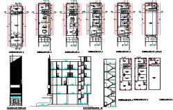 High rise building floor plan,elevation and section view ...