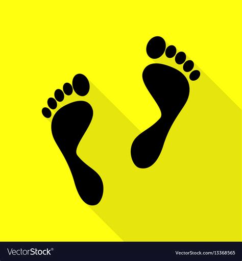 Foot Prints Sign Black Icon With Flat Style Vector Image