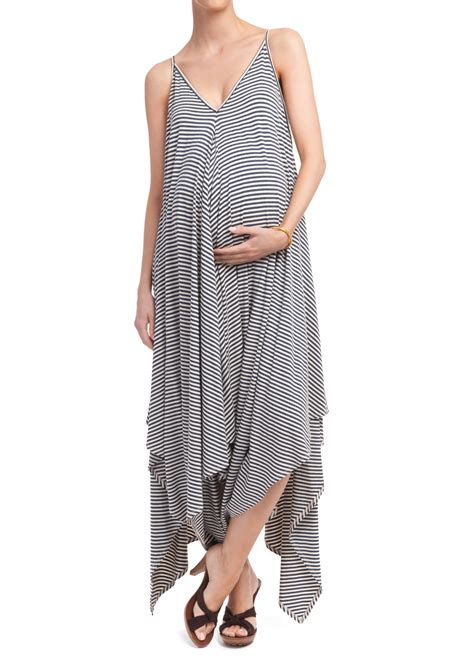 The Dinner Party Dress Blue And Cream Small Stripe Jersey Maternity
