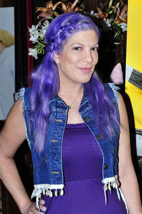 Do you like this video? TORI SPELLING Shows of New Purple Hair in Los Angeles 06/16/2017 - HawtCelebs