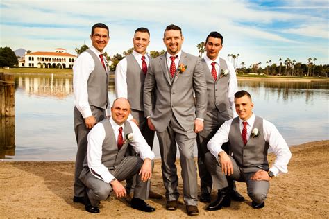 All Of The Groomsmen Sported Grey Suits But The Groom Was The Only One