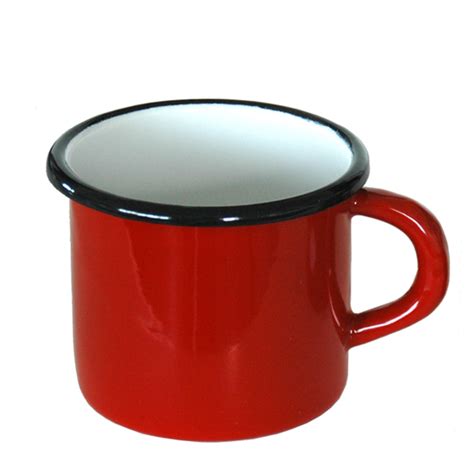 De farben, firnisse, lacke, emaille (lack), färbemittel, naturharze im rohzustand, rostschutzmittel. Emaille mok, beker - rood - ø 8 cm - Katrien