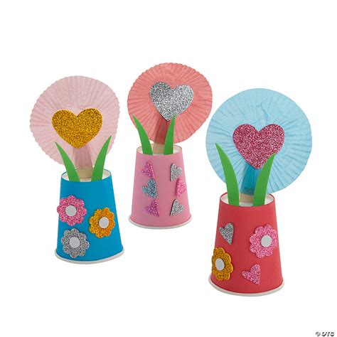 Valentine Cupcake Flower Craft Kit Makes 12 Oriental Trading