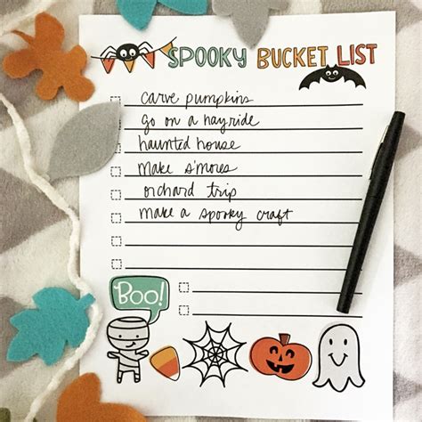 Printable Spooky Bucket List Eighteen25