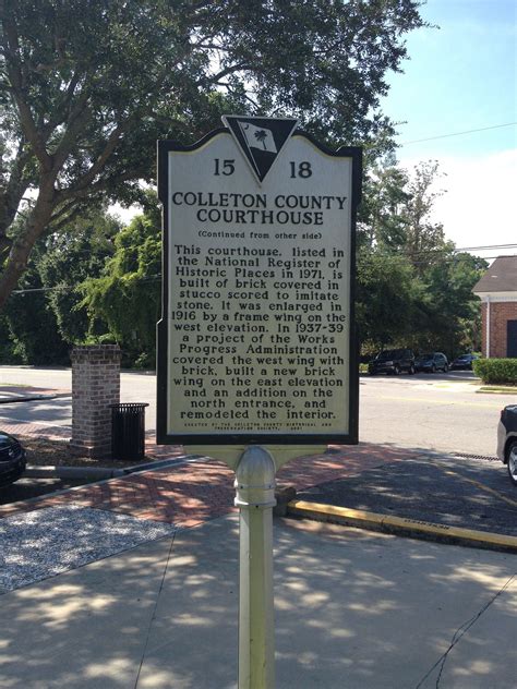 Historic Sign Outside Of Colleton County Courthouse Walterboro South