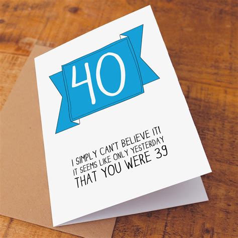 Happy 40th Birthday Card Funny Birthday Card Funny 40 Card