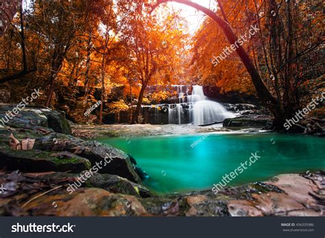 Waterfall Deep Rainforest Beautiful Autumnhuay Mae Stock Photo