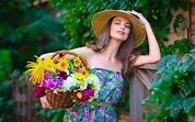 Free photo: Girl with Flowers - Activity, Blooming, Bouquet - Free ...