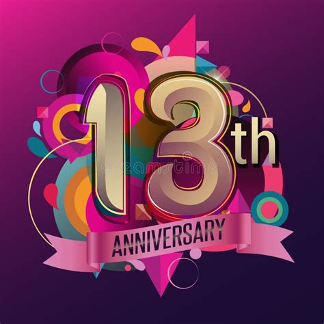 13th Years Anniversary Logo With Colorful Abstract Background Vector