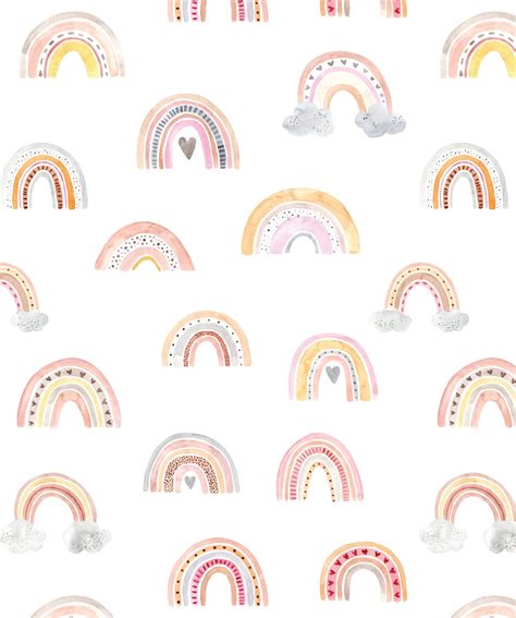 Wallpaper Rainbow Whimsical Boho Watercolor Rainbow Wallpaper Removable Wallpaper Peel And