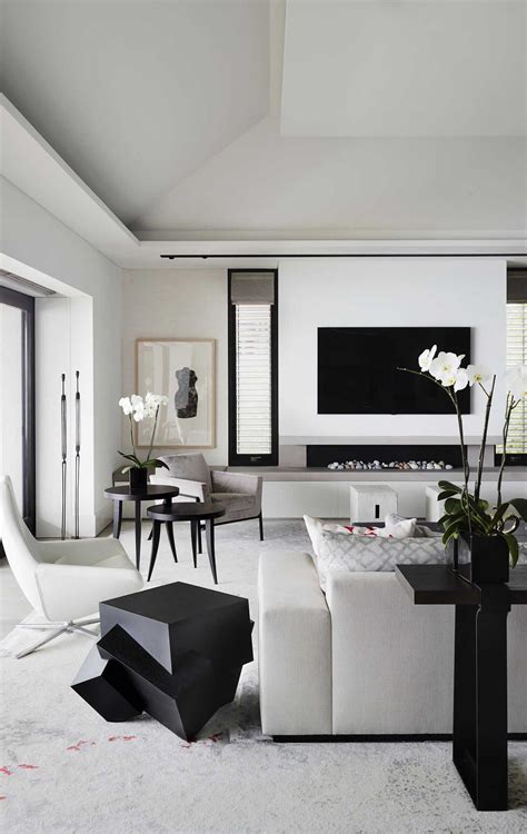 Shop furniture, lighting, outdoor & more! Modern Living Room Design in Black & White with Abstract ...