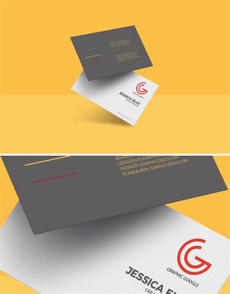 Free Floating Business Card Mockup Templatefree Mockup Zone