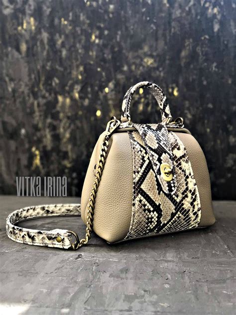 Python Bag Women Pytnon Leather Bag Crossbody Handbag Snake Etsy
