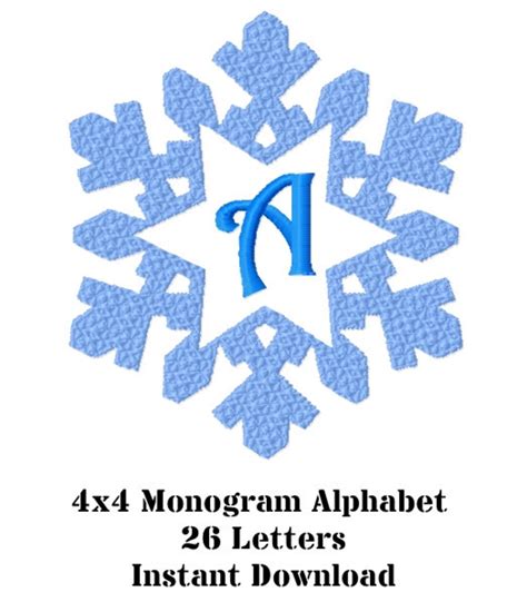 Snowflake Monogram Alphabet Holiday Monogram Machine Etsy