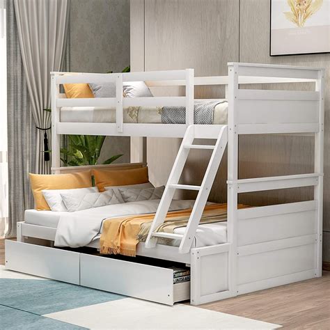 Buy Merax Twin Over Full Bunk Bed With Storage Drawers And Safety