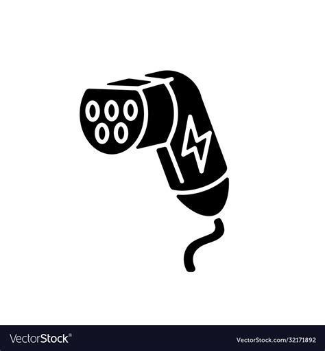 Ev Charging Plug Black Glyph Icon Royalty Free Vector Image