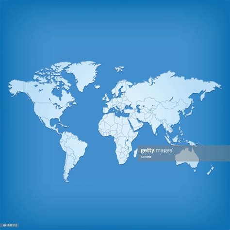 World Map Blue On Marine Grid Background High Res Vector Graphic