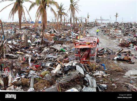 The Destructive Force Of The Storm Surge Associated With Typhoon Stock