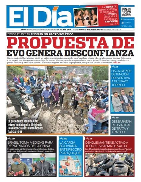 Se aconseja que las comidas sean pobres en grasas y ricas en. Portadas de periódicos de Bolivia del sábado 8 de febrero ...