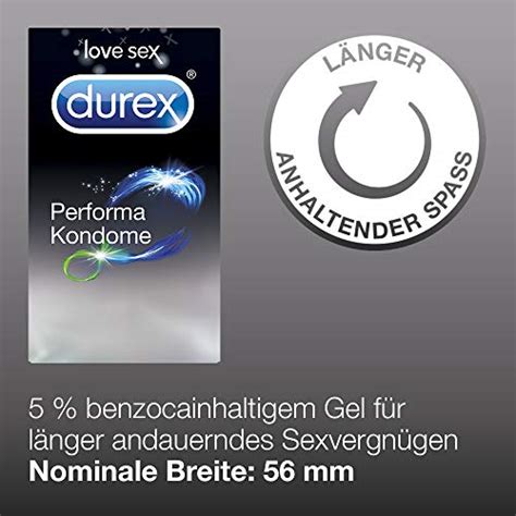 Durex Performa Kondome Aktverlängernde Kondome Mit 5 Benzocainhaltigem Gel Für Länger