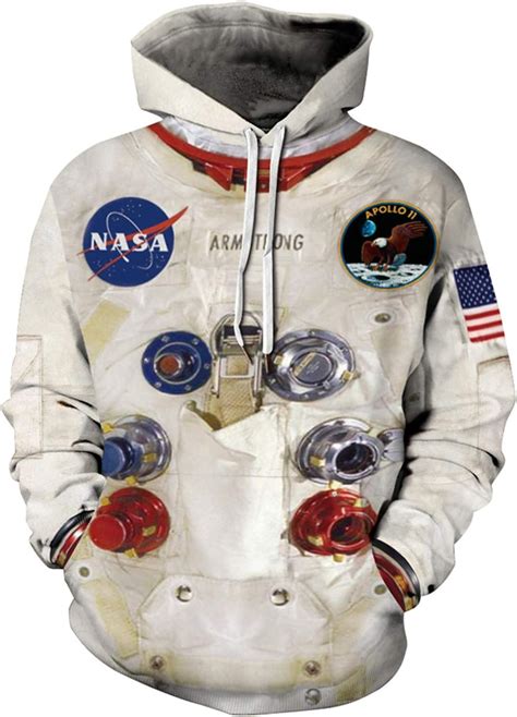 Nayinlan Mens Nasa Logo Print Hoodies Space Astronaut