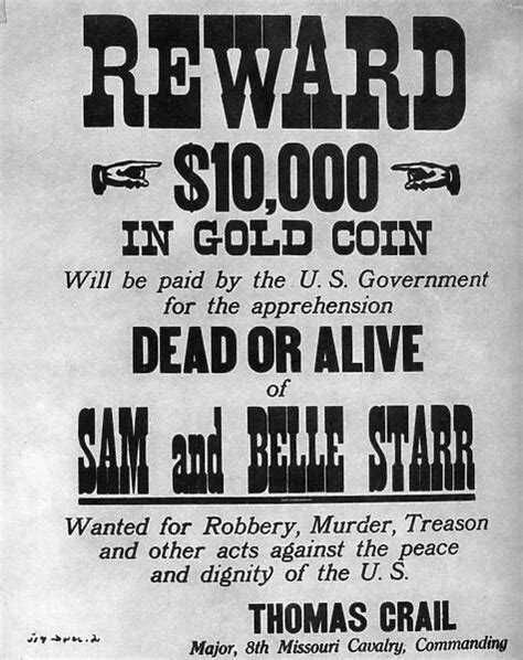 Wanted Poster For The Outlaws Sam And Belle Starr Our Beautiful Pictures Are Available As Framed