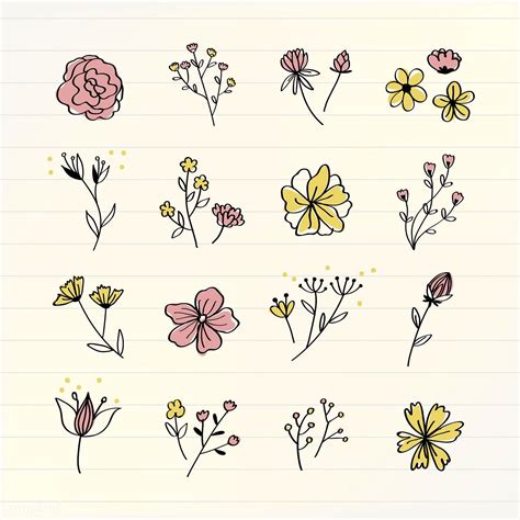 Beautiful Collection Of Flower Doodle Vectors