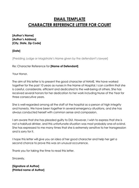 Character Reference Letter For Court Effective Samples
