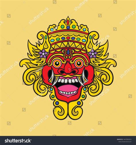 Vector Illustration Traditional Balinese Barong Mask Stock Vector
