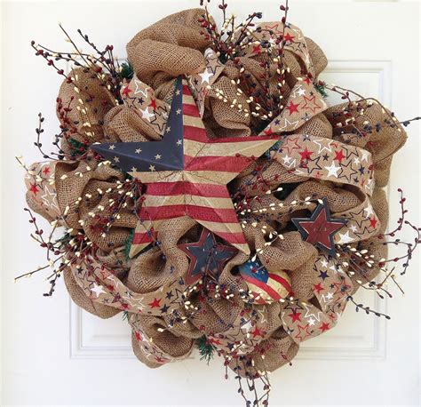 Patriotic Burlap Wreaths Burlap Patriotic Wreath By