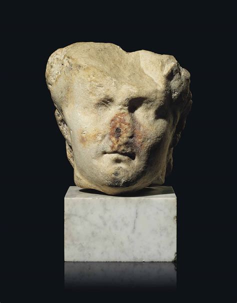A Fragmentary Roman Marble Male Head Circa 2nd 3rd Century Ad