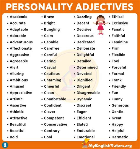 List Of 150 Useful Personality Adjectives In English My English