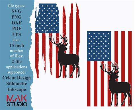American Deer Hunting Flag Svg America Svg American Flag Dxf Etsy