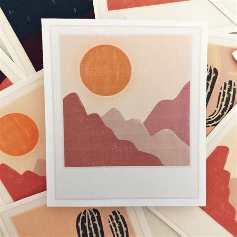 Mountain Sunset Polaroid Sticker Raes Daily Page