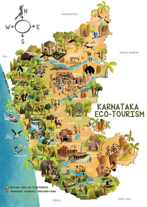100851 bytes (98.49 kb), map dimensions: Green Humour: Karnataka Ecotourism Map