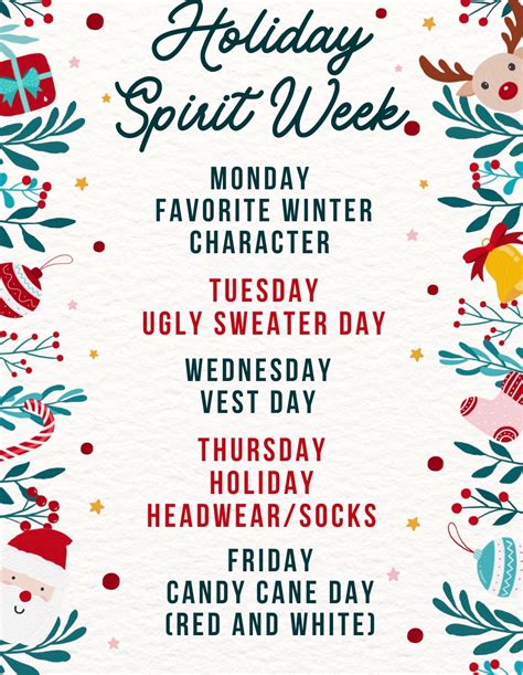 holiday spirit week themes announced the sandscript