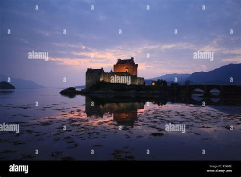 Sunset In Eilean Donan Castle Scotland Uk Stock Photo Alamy