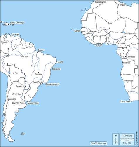 Oceano Atlantico Del Sud Mappa Gratuita Mappa Muta Gratuita Cartina