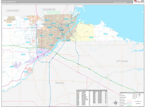 Lucas County Oh Zip Code Wall Map Premium Style By Marketmaps