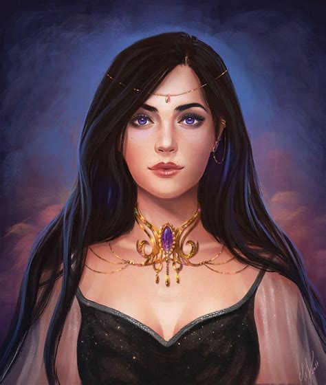 Princess With Purple Eyes And Black Hair Character Portraits Fantasy